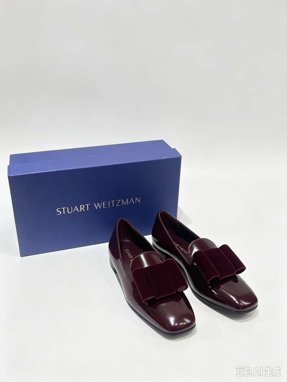 Stuart Weitzman   Burgundy Patent Loafers with Velvet Bow